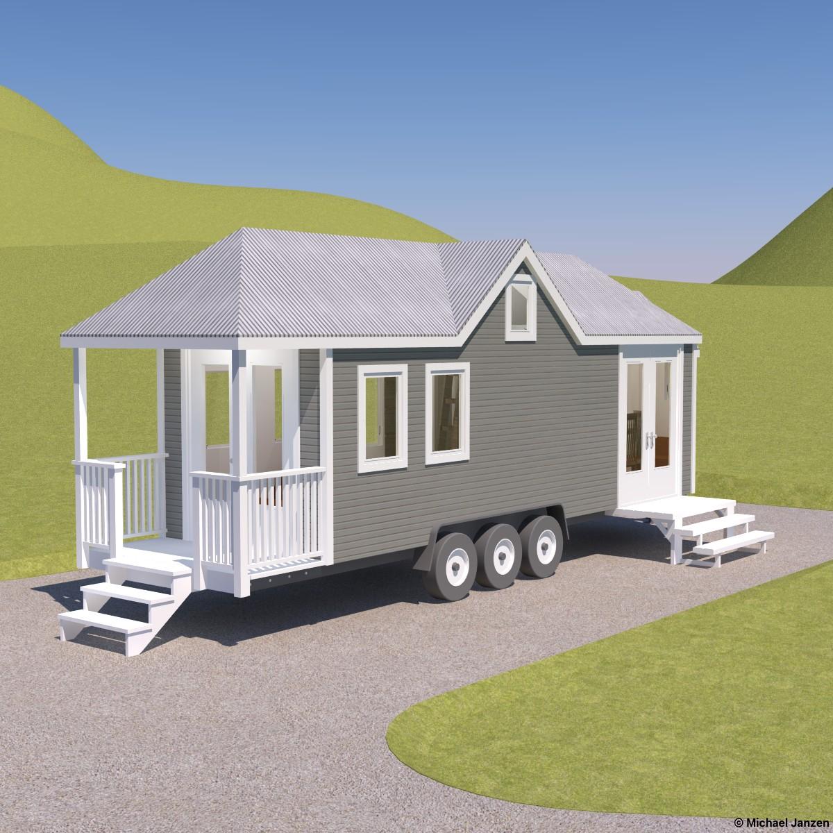 Deep Porch and Hip Roof Tiny House Design Study